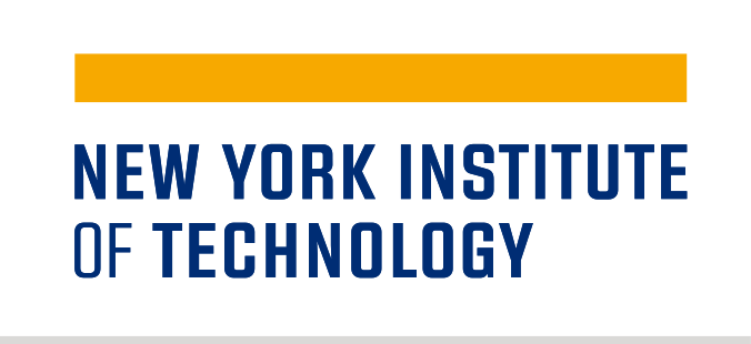 New York Institute of Technology wordmark, blue text, yellow bar variant, cell 43
