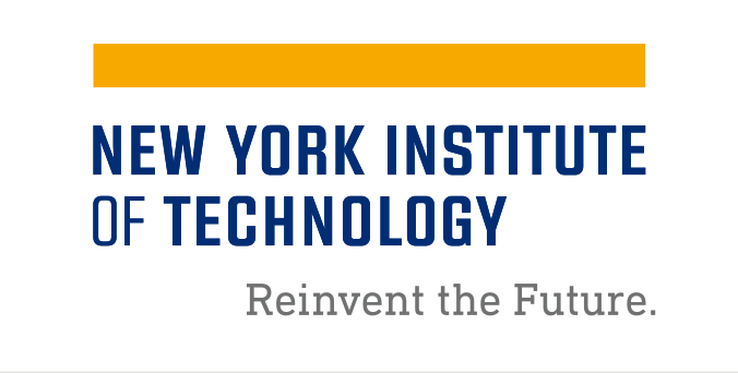 New York Institute of Technology wordmark, blue text, yellow bar, tagline variant, cell 51