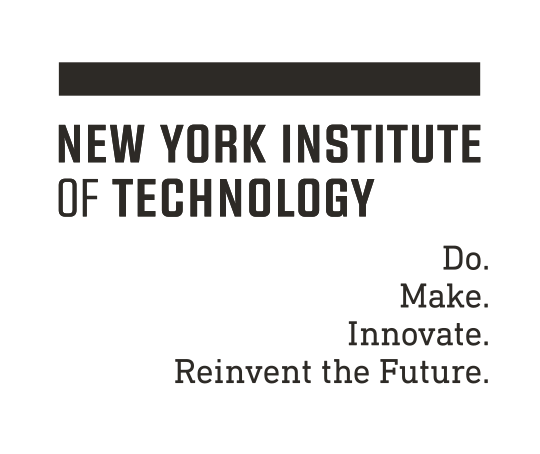 New York Institute of Technology wordmark, black text, black bar, full tagline variant, cell 57