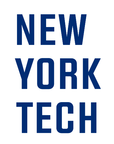 New York Tech stacked wordmark, blue text variant, cell 63