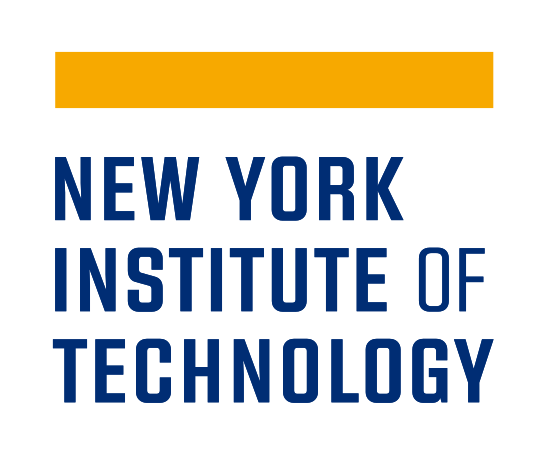 New York Institute of Technology stacked wordmark, blue text, yellow bar variant, cell 67