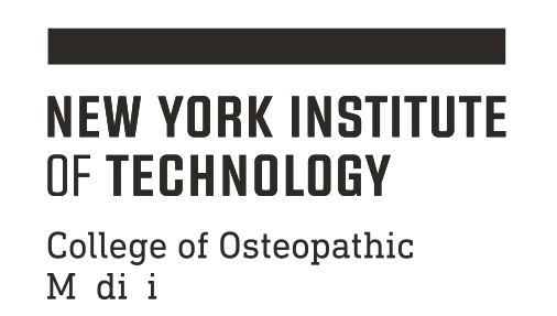NYIT logo, College of Osteopathic Medicine, black on white variant, cell 85