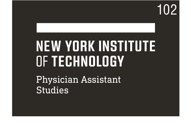 NYIT logo, Physician Assistant Studies, white on black variant, cell 102
