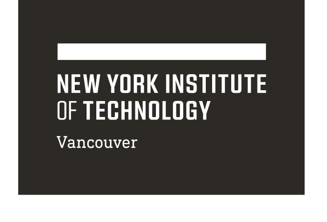 NYIT logo, Vancouver, white on black variant, cell 114
