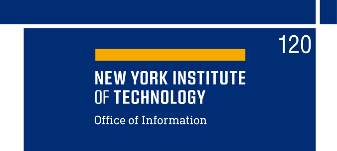 NYIT wordmark with department, color on navy variant, cell 120
