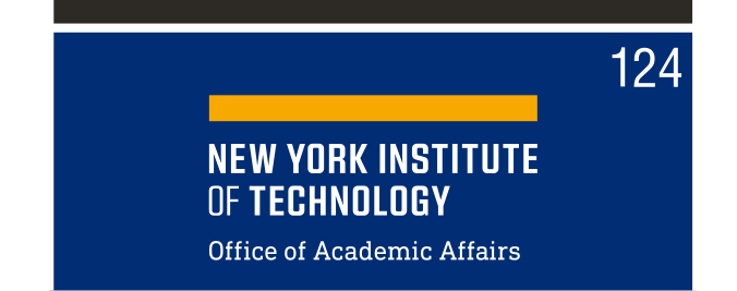 NYIT wordmark with department, color on navy variant, cell 124