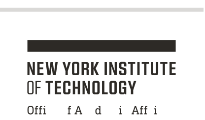 NYIT wordmark with department, black on white variant, cell 125