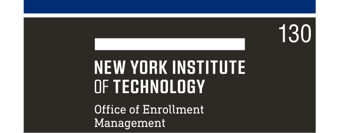 NYIT wordmark with department, white on black variant, cell 130
