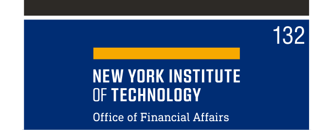 NYIT wordmark with department, color on navy variant, cell 132