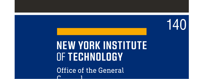 NYIT wordmark with department, color on navy variant, cell 140