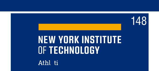 NYIT wordmark with department, color on navy variant, cell 148