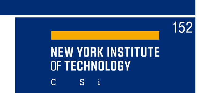 NYIT wordmark with department, color on navy variant, cell 152