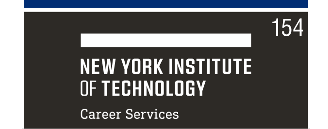 NYIT wordmark with department, white on black variant, cell 154