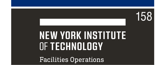 NYIT wordmark with department, white on black variant, cell 158