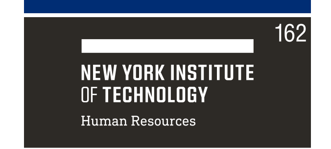 NYIT wordmark with department, white on black variant, cell 162