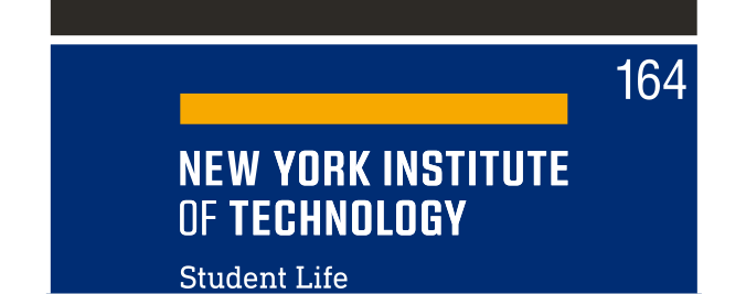 NYIT wordmark with department, color on navy variant, cell 164
