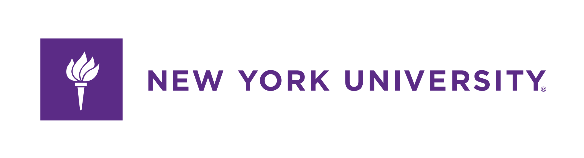 NYU logo, horizontal full name variant, cell 3