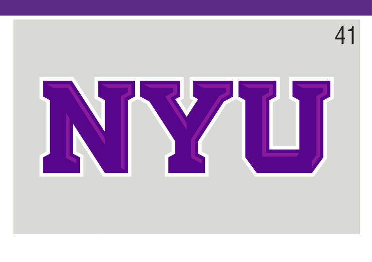 NYU wordmark, chisel ultraviolet white outline variant, cell 41