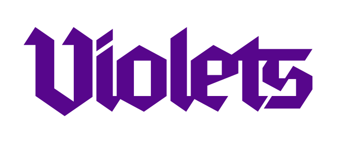 Violets wordmark, script ultraviolet variant, cell 43