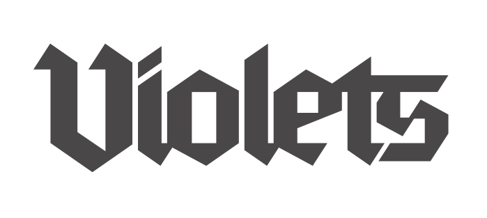 Violets wordmark, script grey variant, cell 47
