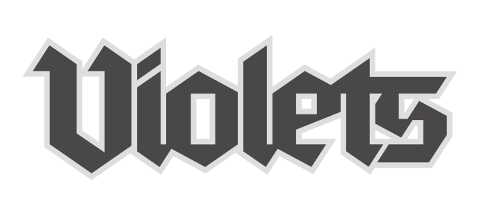 Violets wordmark, script grey variant, cell 48