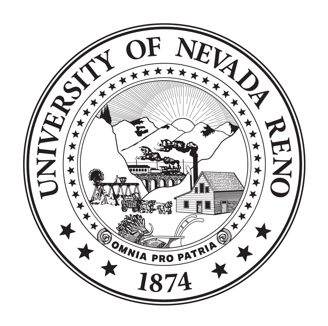 University of Nevada, Reno seal, full color variant, cell 33