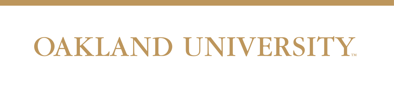 Oakland University wordmark, gold, single line variant, cell 4