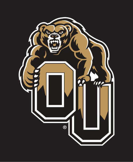 Grizz mascot with OU lettermark, full color on black variant, cell 22