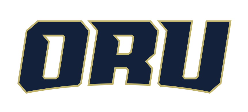 ORU wordmark, navy with gold outline variant, cell 10
