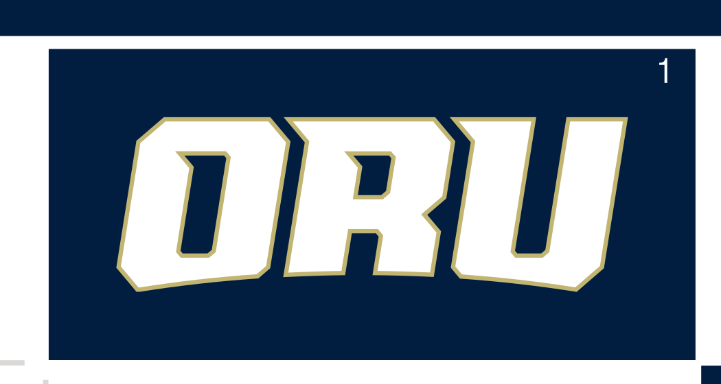 ORU wordmark, white with gold outline on navy variant, cell 13