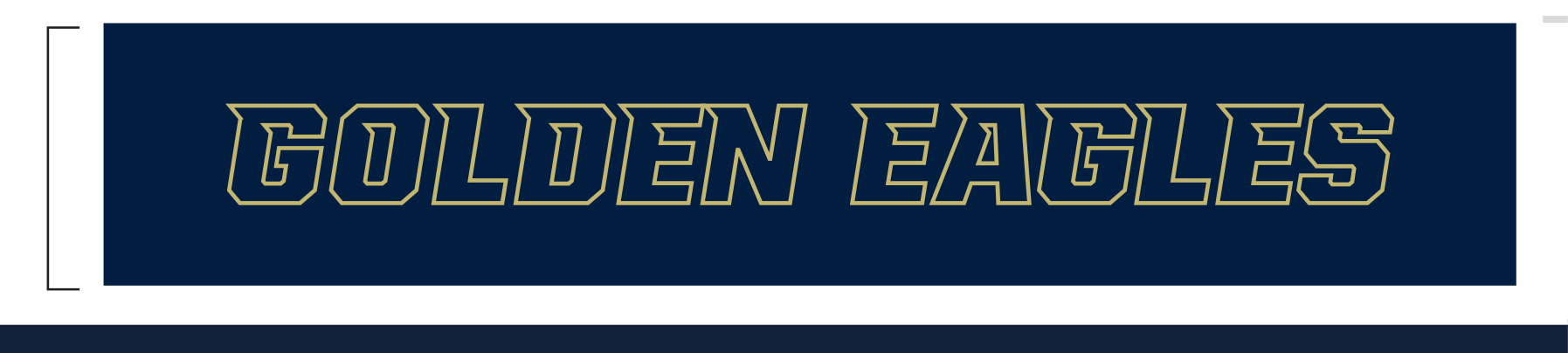 Golden Eagles wordmark, gold with navy outline on navy variant, cell 25