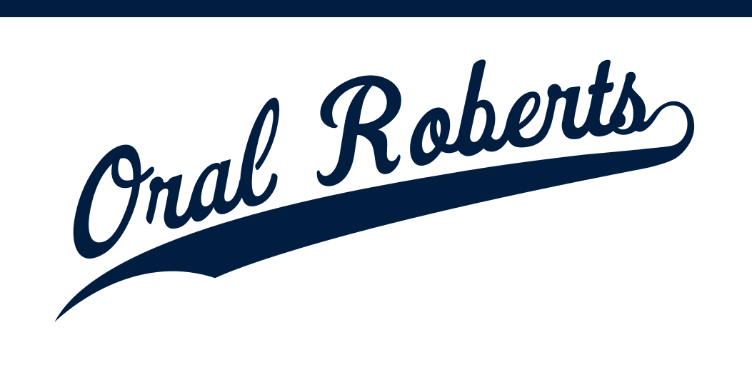 Oral Roberts script with underline, navy variant, cell 44