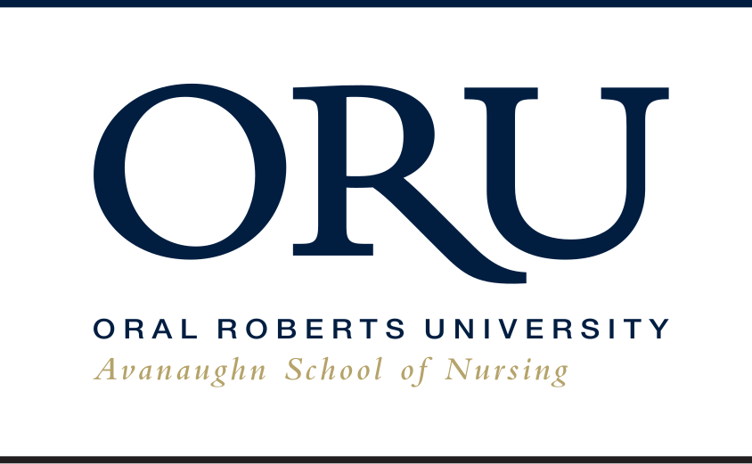 ORU Anna Vaughn School of Nursing logo, blue and gold variant, cell 67