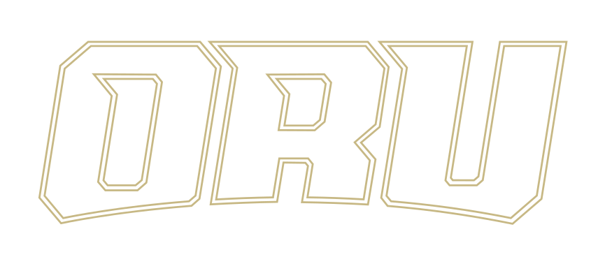 ORU wordmark, gold with white outline variant, cell 18