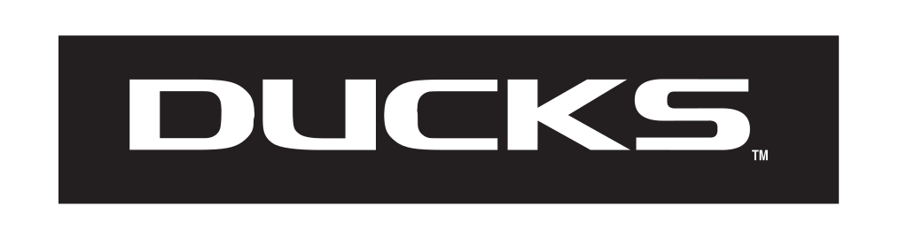 DUCKS wordmark, white knockout variant
