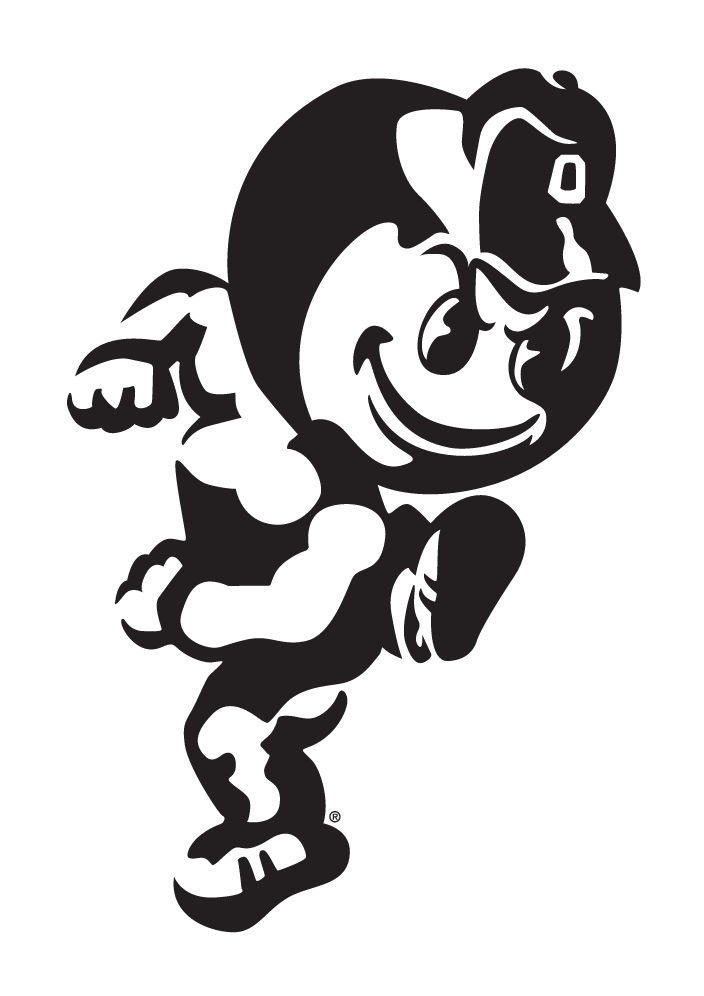 Brutus Buckeye mascot, one color black variant