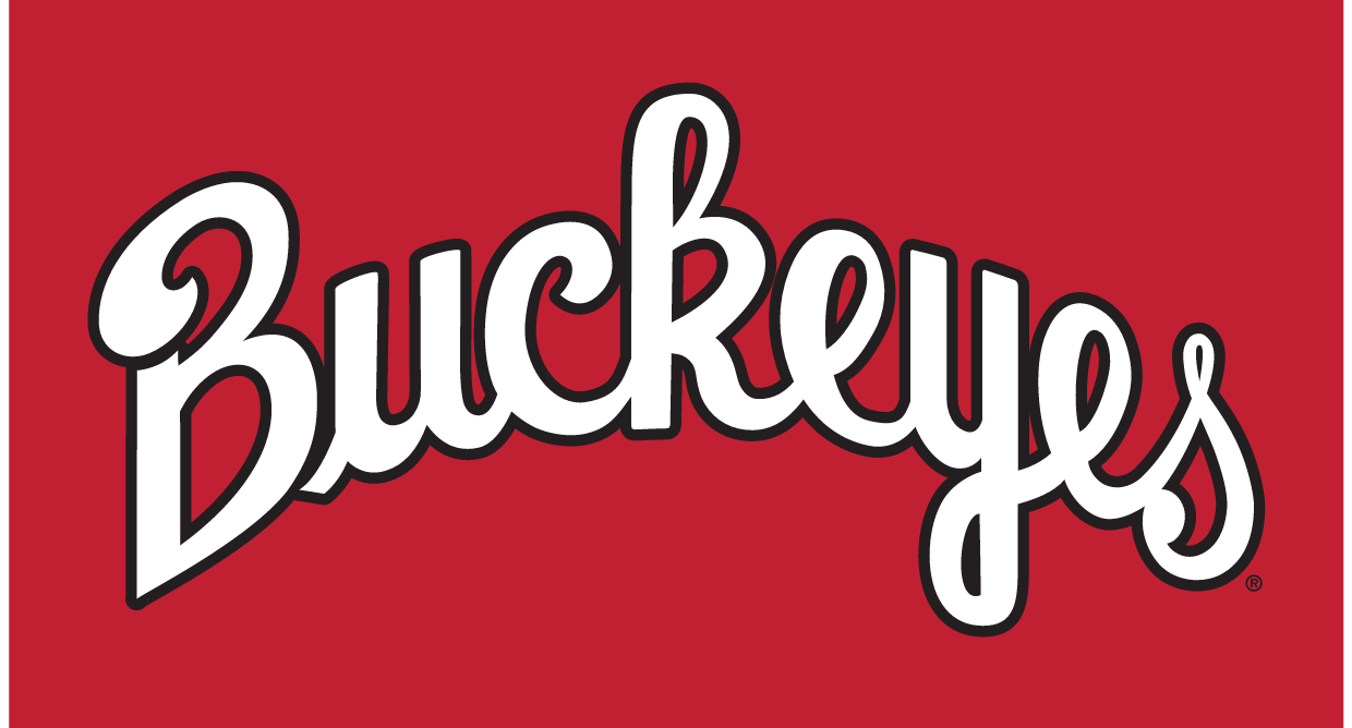 Buckeyes script, white with black outline variant