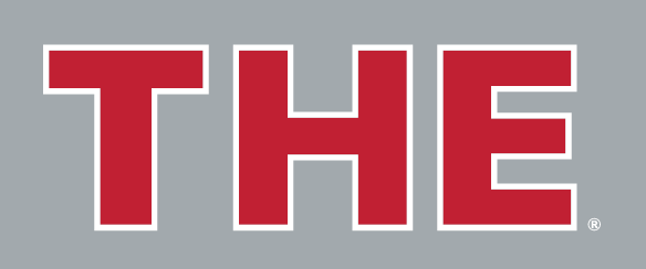 THE wordmark, red with white outline variant, cell 42