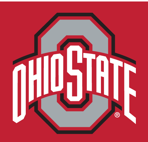 Ohio State logo, color on red background variant