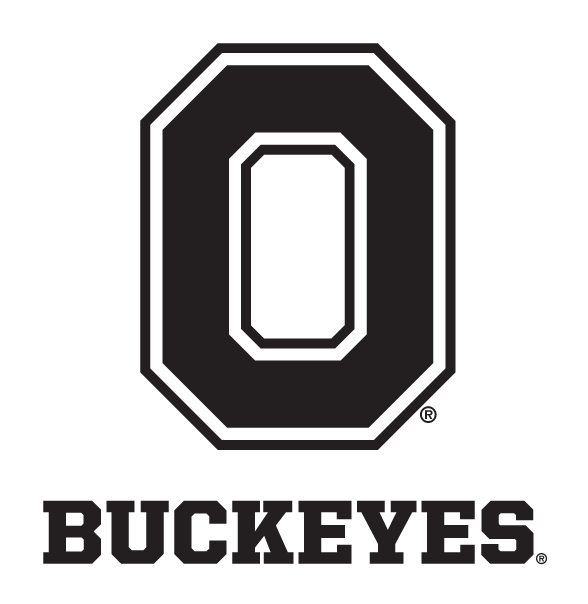 Block O Buckeyes, black and white on white variant