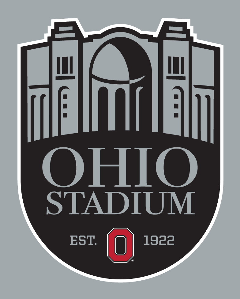 Ohio Stadium logo, full color on gray background variant