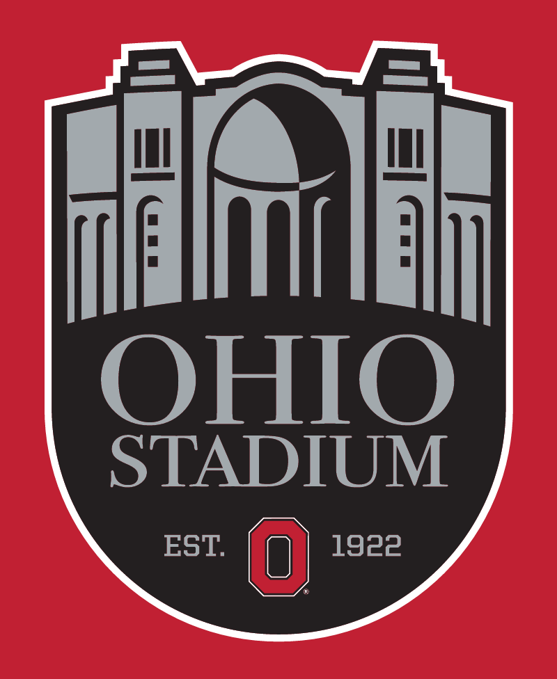 Ohio Stadium logo, full color on red background variant