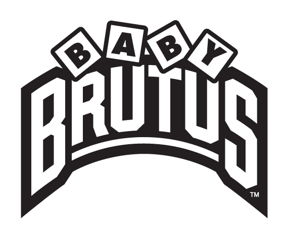 Baby Brutus, wordmark, black and white variant