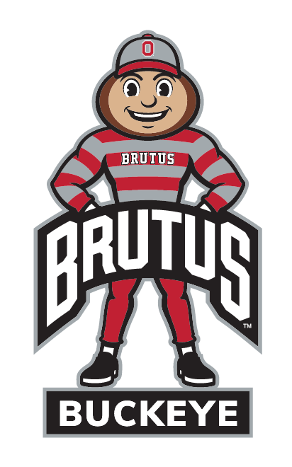 Brutus Buckeye mascot standing, full color variant