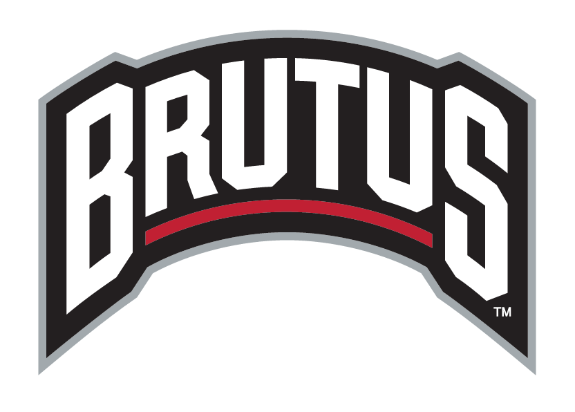BRUTUS wordmark, black with red outline variant