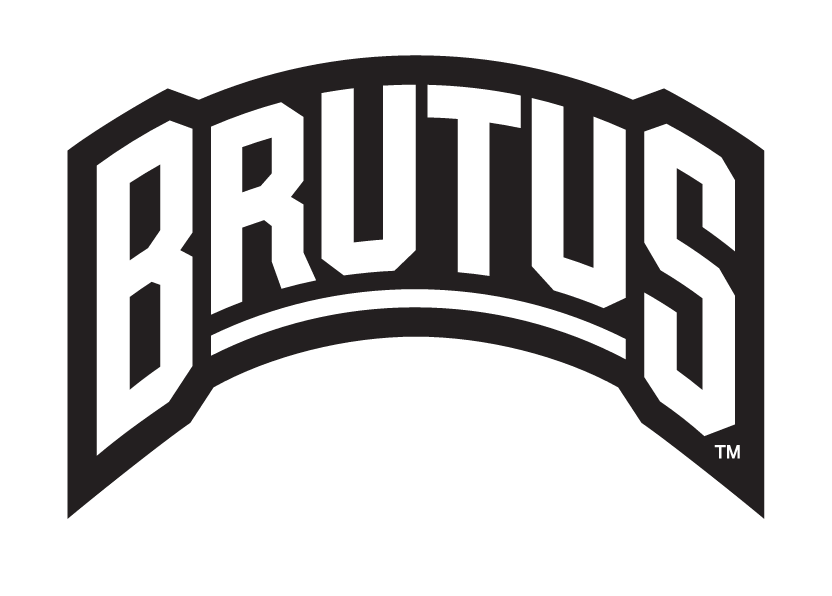BRUTUS wordmark, black with white outline variant