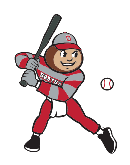 Brutus Buckeye mascot, full color, baseball variant