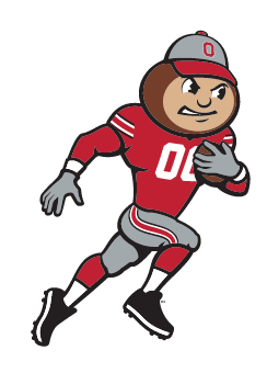 Brutus Buckeye mascot, full color, football variant