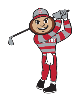 Brutus Buckeye mascot, full color, golf variant