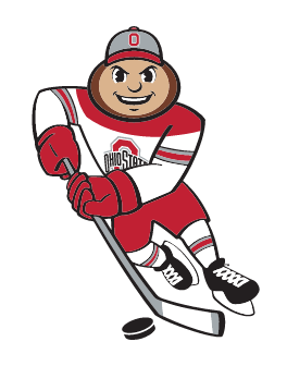 Brutus Buckeye mascot, full color, ice hockey variant